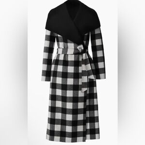 MACKAGE MAI-PL BLACK CREAM PLAID S - BRAND NEW LADIES  REVERSIBLE WRAP COAT.